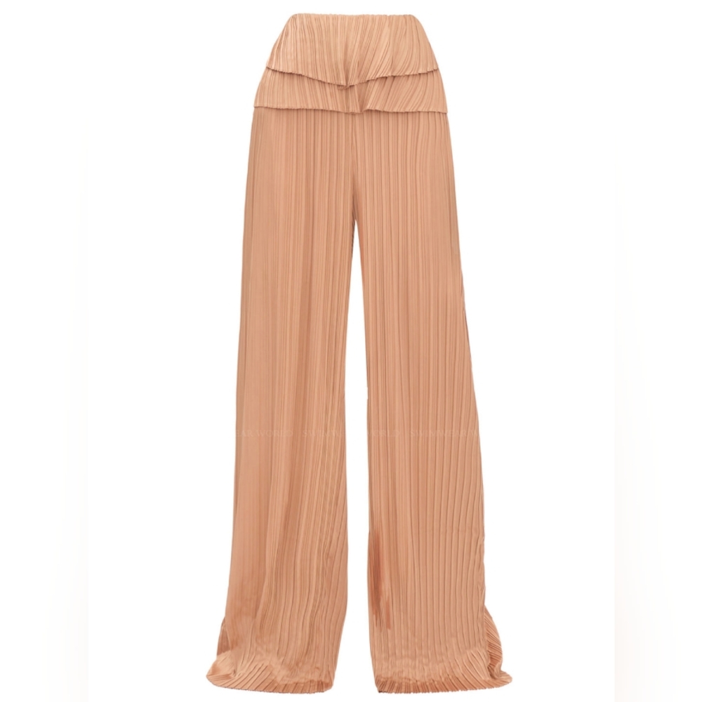 Andrea IyamahLinea Pleated Pants ::RET Elegant Peach Pleated Wide-Leg Pants - Picture 5 of 5